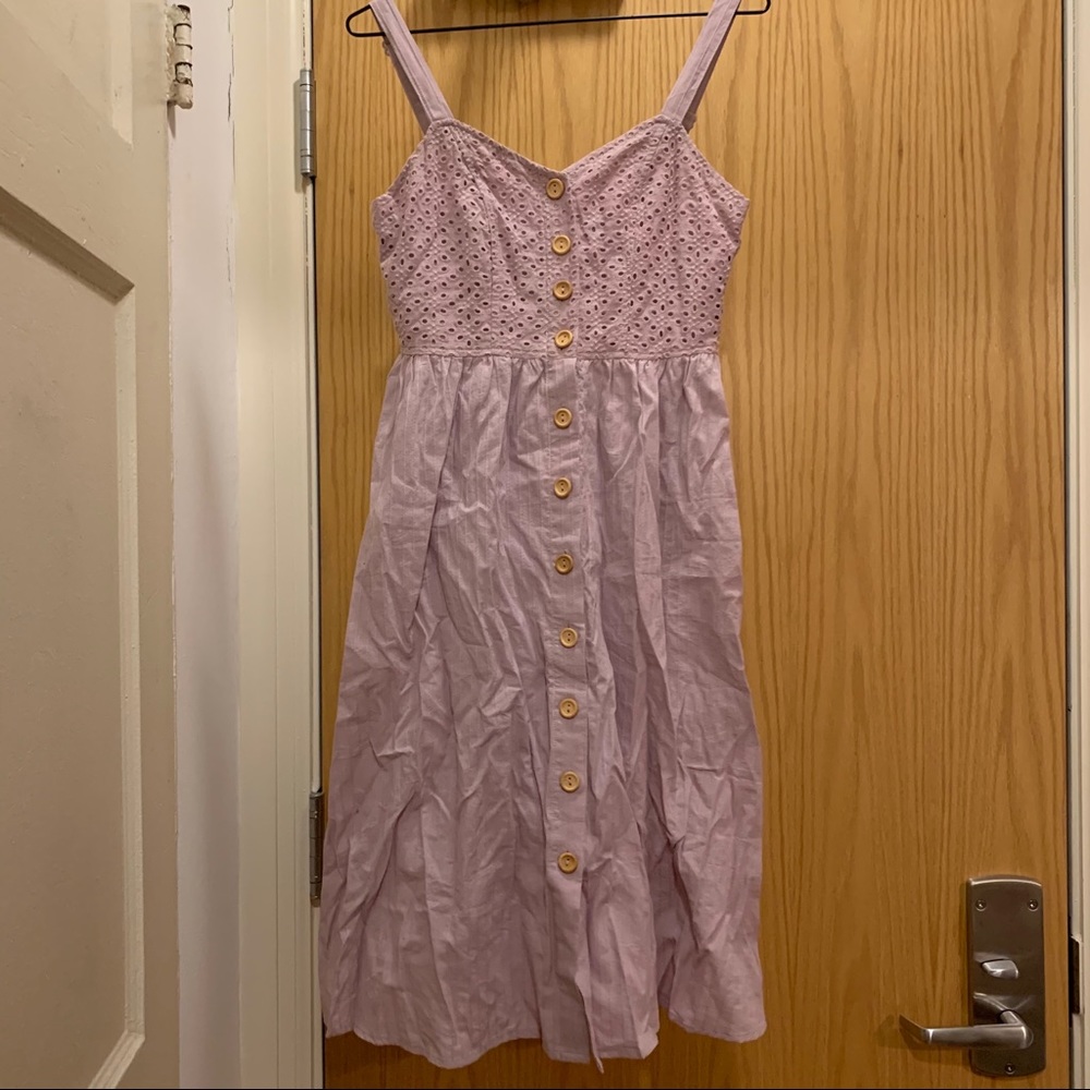 Lavender sleeveless button down dress